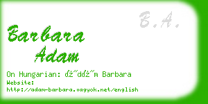 barbara adam business card